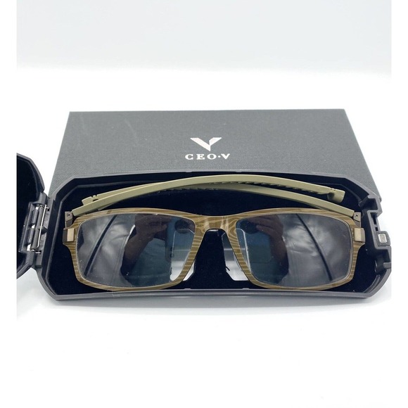 CEO V by MLC Khaki & Wood Print Folding Eyeglasses with Magnetic Closure CV 336 - Picture 10 of 11